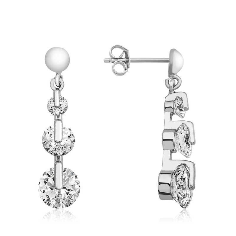 Pendientes de plata con tachuelas Tria de 3 piedras