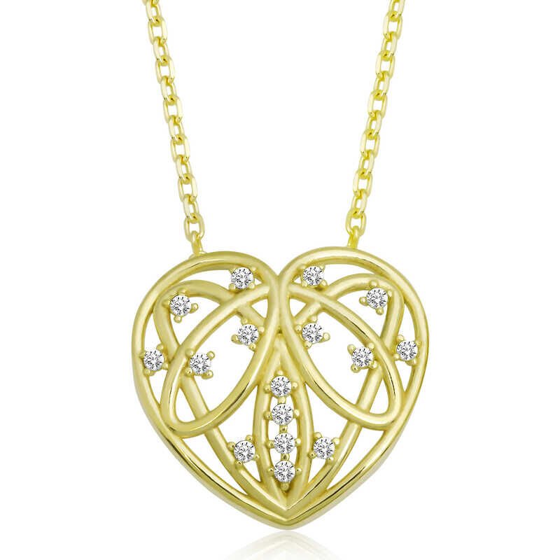 Collar de mujer con corazón abovedado de plata y oro