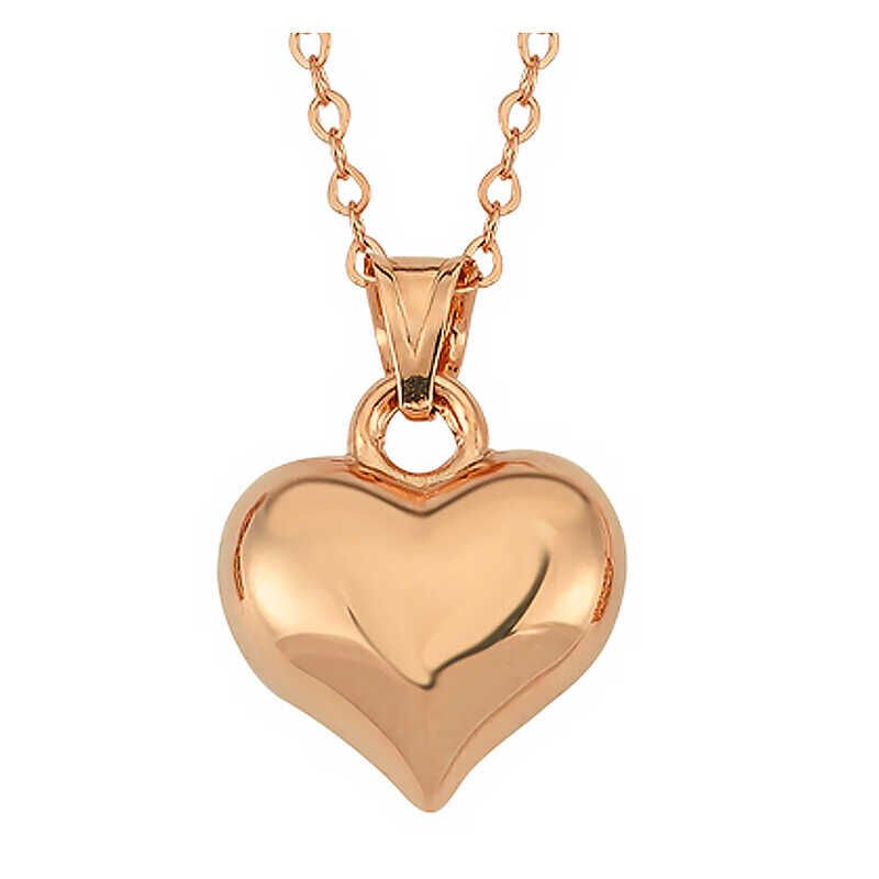 Collar de mujer con corazón 3D de rosa de plata