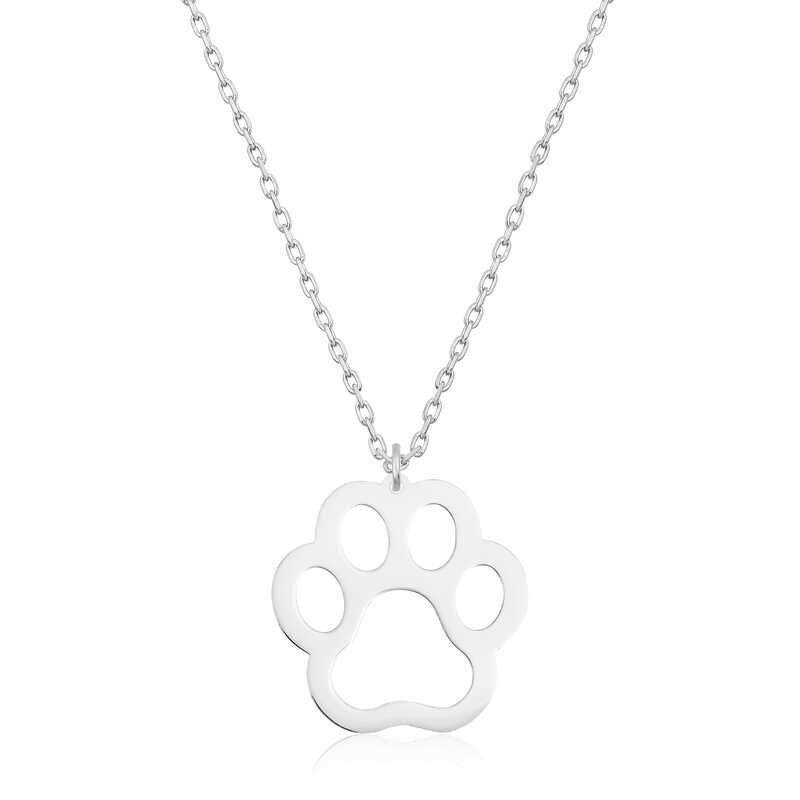 Collar de plata con forma de pata de perro para mujer