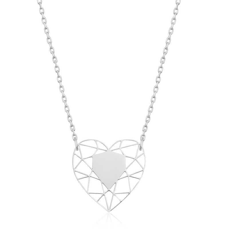 Collar de plata con forma de corazón circular para mujer