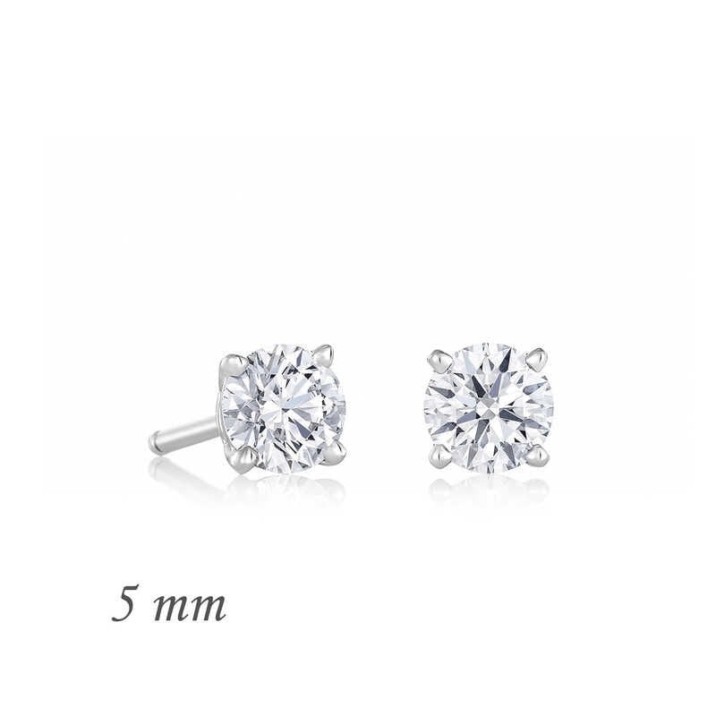 Pendientes de plata con circonita redonda de una sola piedra - 5 mm