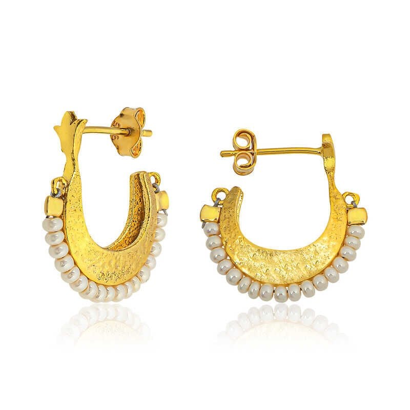Pendientes bohemios de plata con piedra blanca