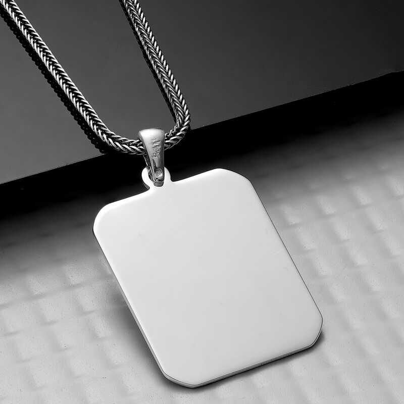 Gümüş Kare Plaka Kolye