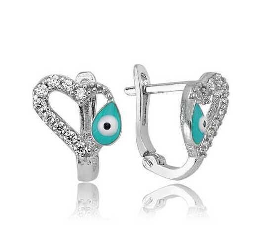 Pendientes infantiles con forma de corazón de plata