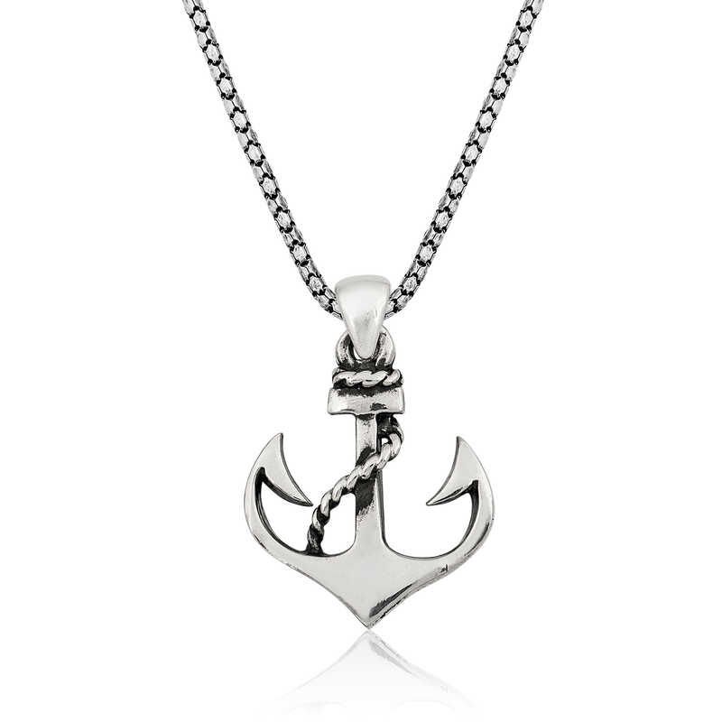 Collar de ancla de plata para hombre