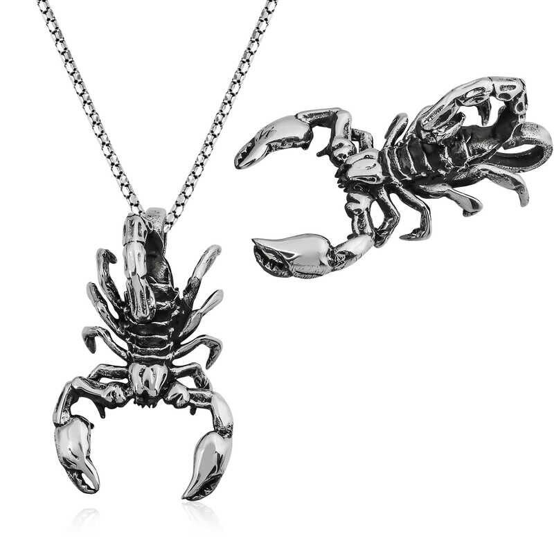 Collar de escorpión de plata para hombre