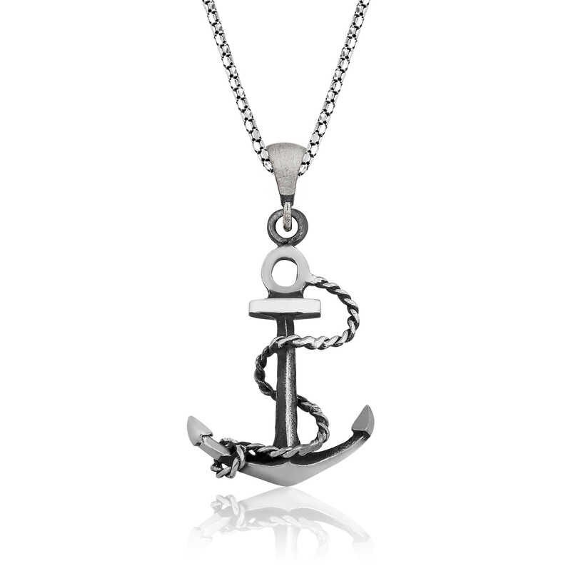 Silver Sailor Anchor Necklace