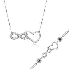 Conjunto de mujer con corazón infinito de plata