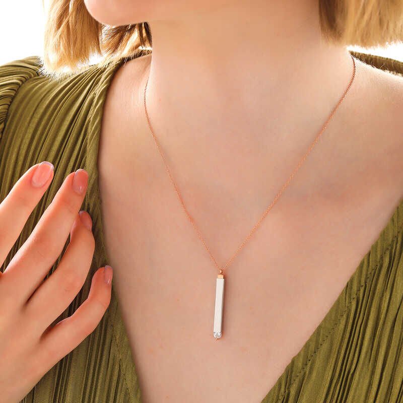 Silver Rose Name Writable Openable Bar Necklace for Women