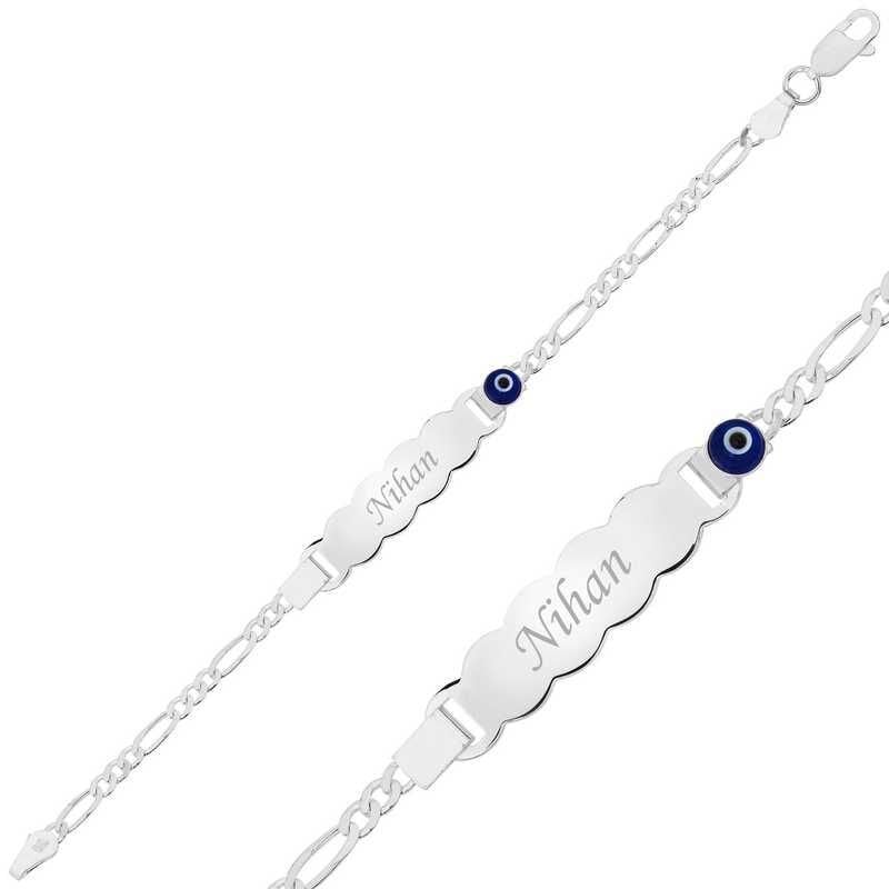Silver Blue Beaded Plate Children's Bracelet