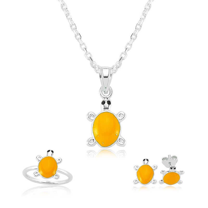 Conjunto infantil de tortuga naranja plateada