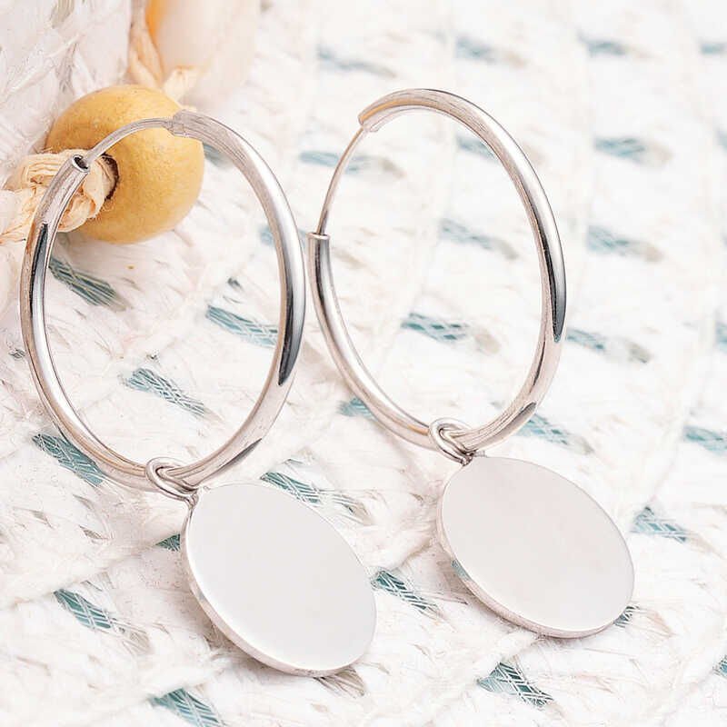 Silver Dangle Hoop Women's Earrings