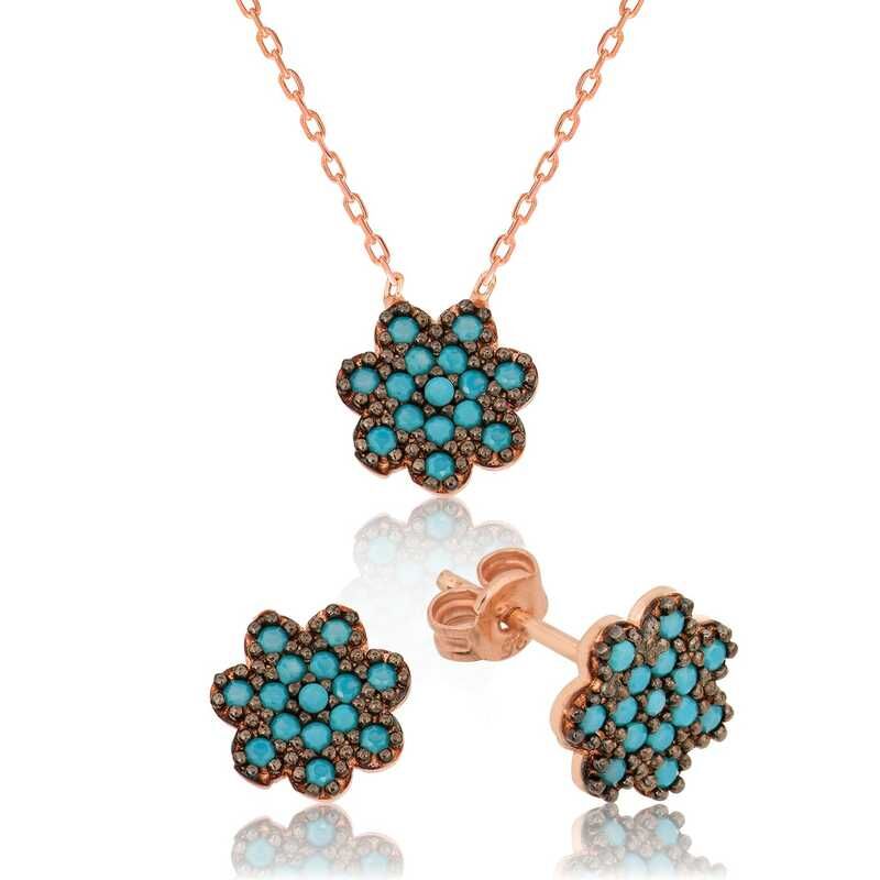 Silver Blue Flower Ladies Set