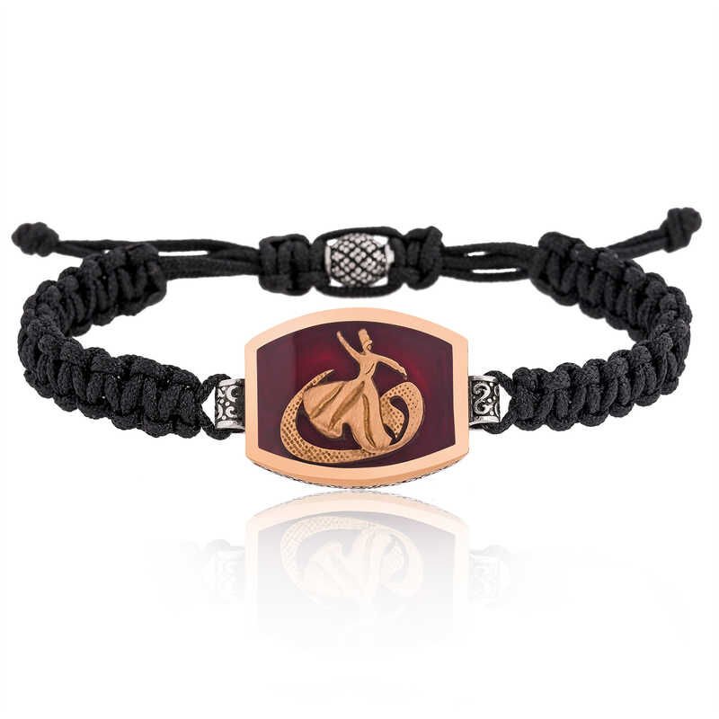 Silver Whirling Dervish Vav Patterned Macrame Men's Bracelet
