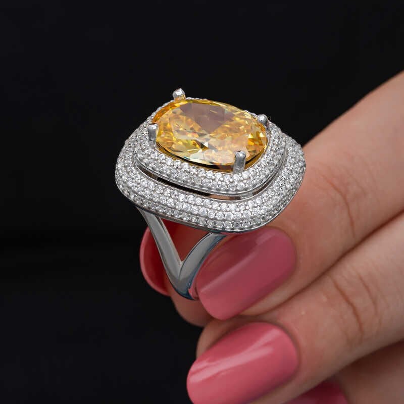 Silver Citrine Stone Women's Ring