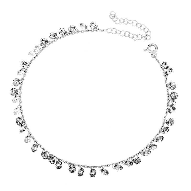 Silver Crystal Stone Anklet
