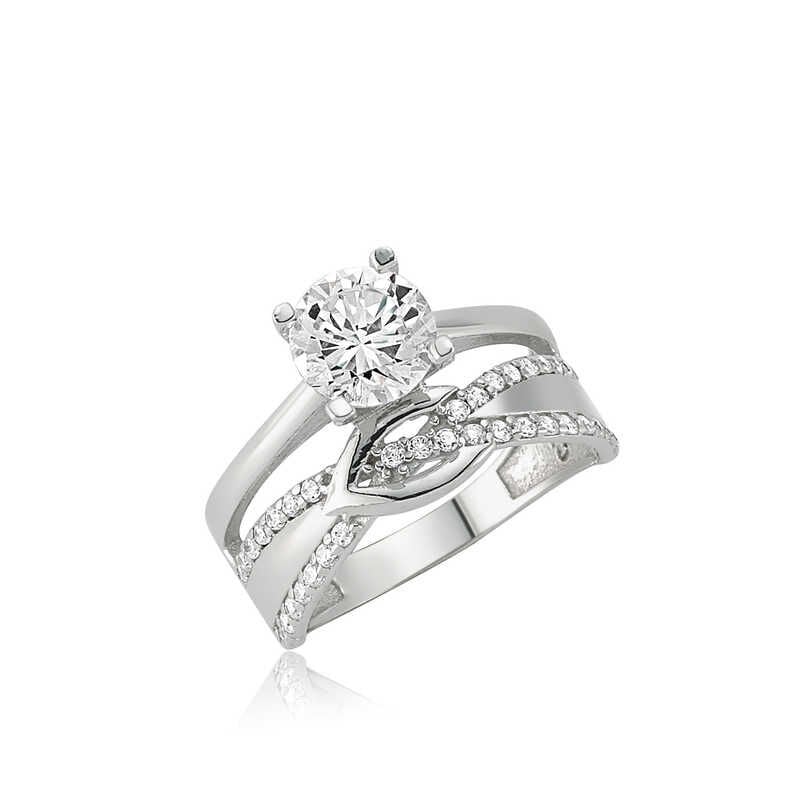 Gümüş Tektaş Düğüm Yüzük