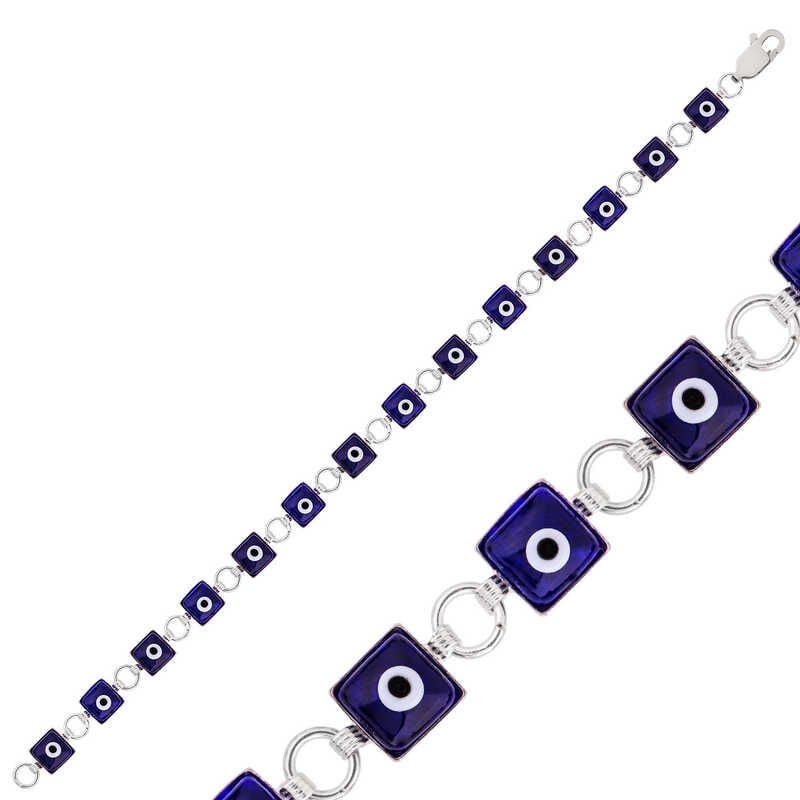 Silver Square Evil Eye Women's Bracelet
