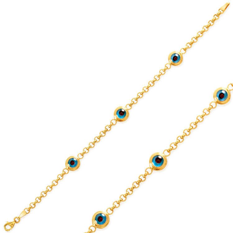 Silver Gold Evil Eye Beaded Women's Bracelet