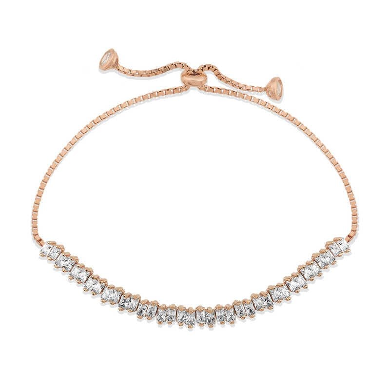 Silver Rose Baguette Stone Waterway Elevator Bracelet
