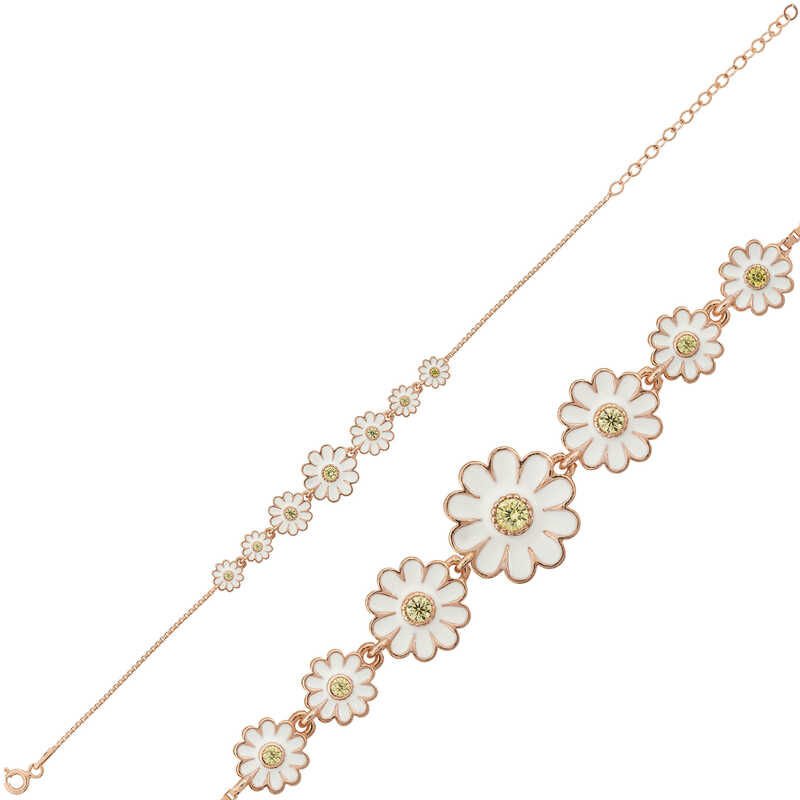 Silver Rose Row Daisy Women's Bracelet