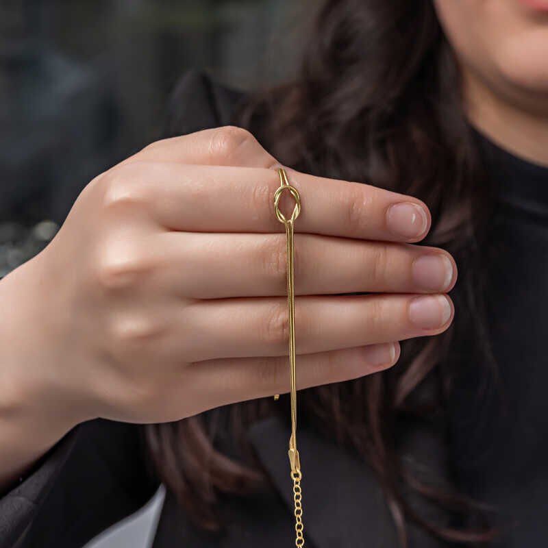 Gümüş Gold Aşk Düğüm Kadın Bileklik