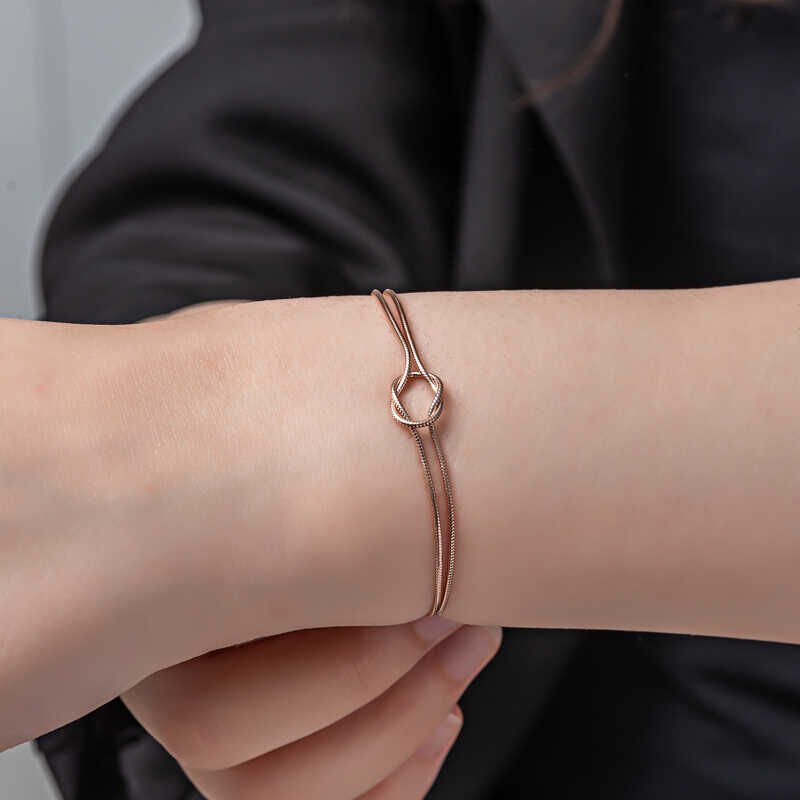 Silver Rose Love Knot Women's Bracelet