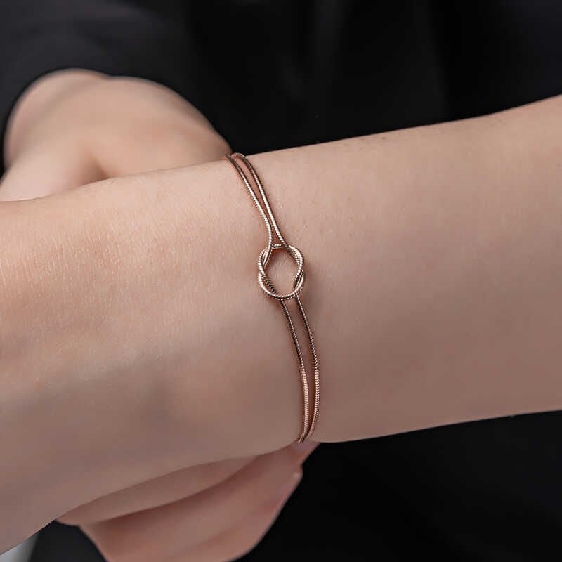 Silver Rose Love Knot Women's Bracelet