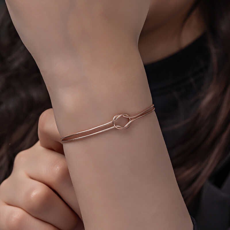 Silver Rose Love Knot Women's Bracelet