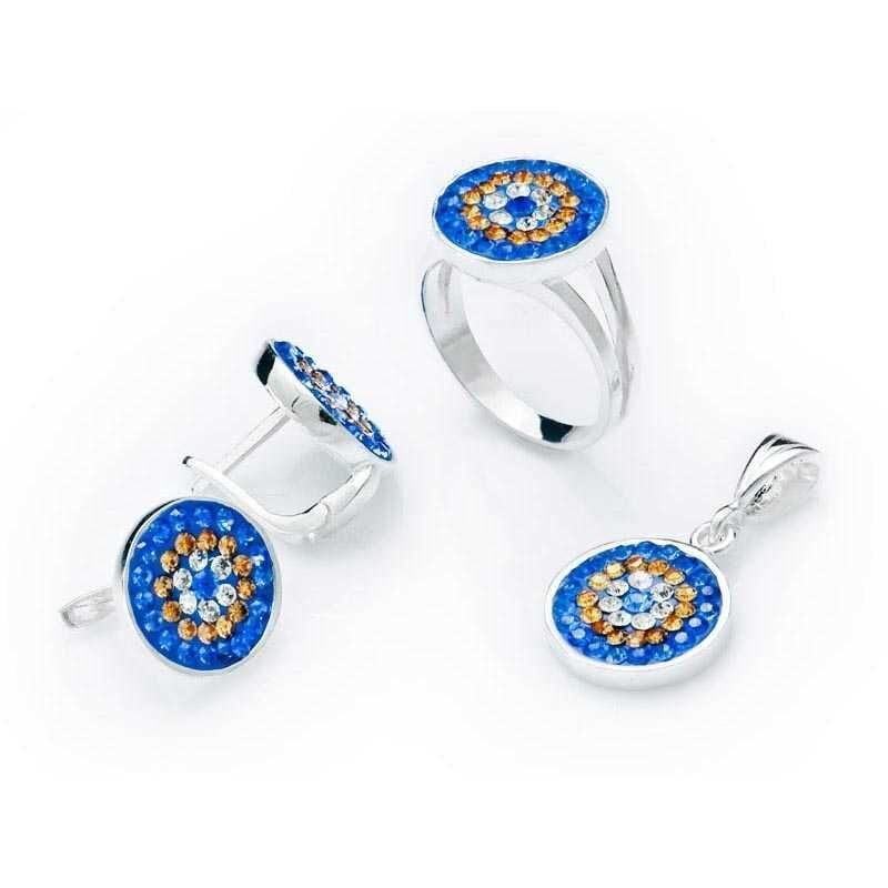 Silver Evil Eye Round Women's Set