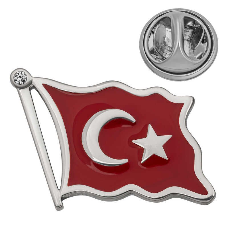 Silver Turkish Flag Badge
