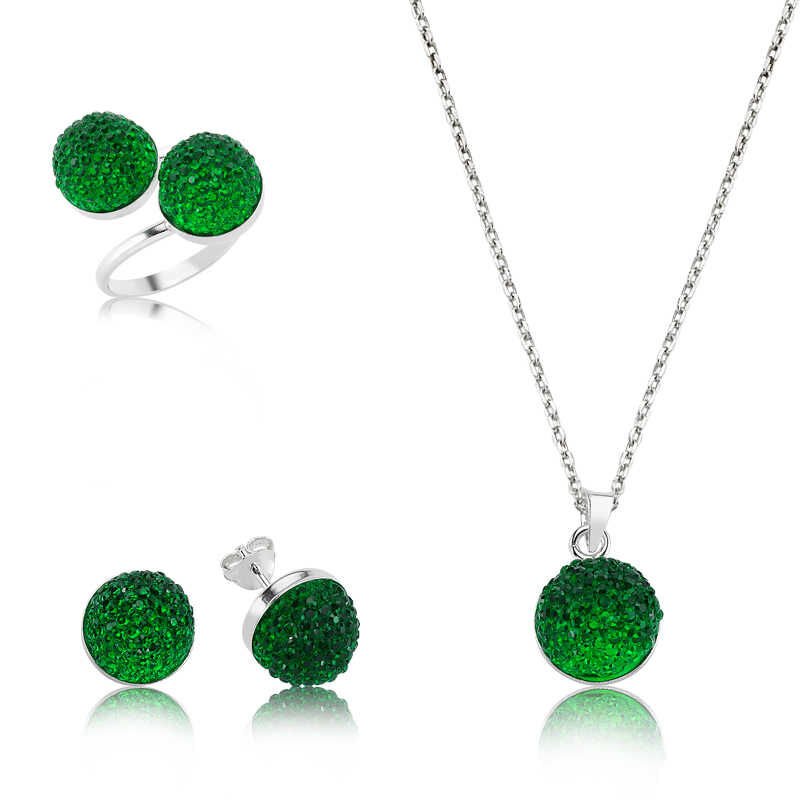 Silver Green Crystal Ladies Set