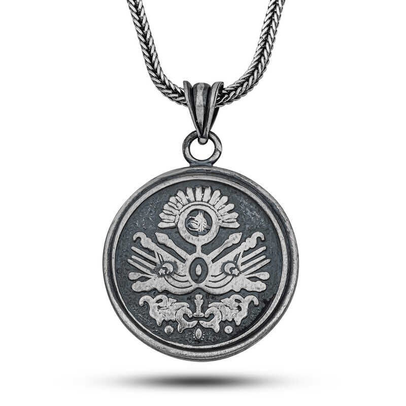 Gümüş Osmanlı Devlet Armalı Cevşen Kolye