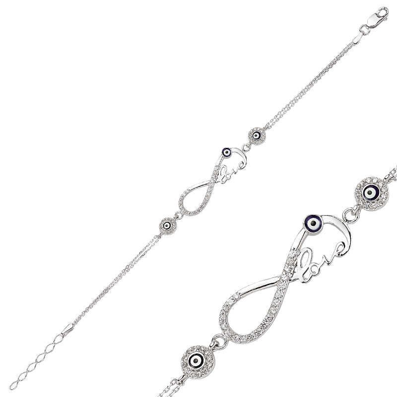 Pulsera de plata con infinito amor para mujer
