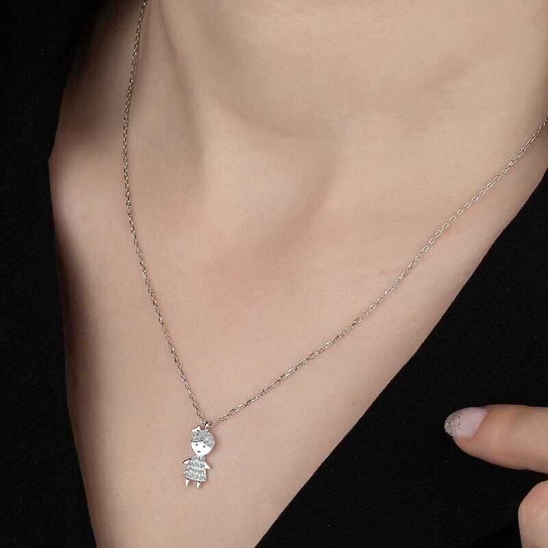 Swarovski Stone Silver Children's Necklace for Women