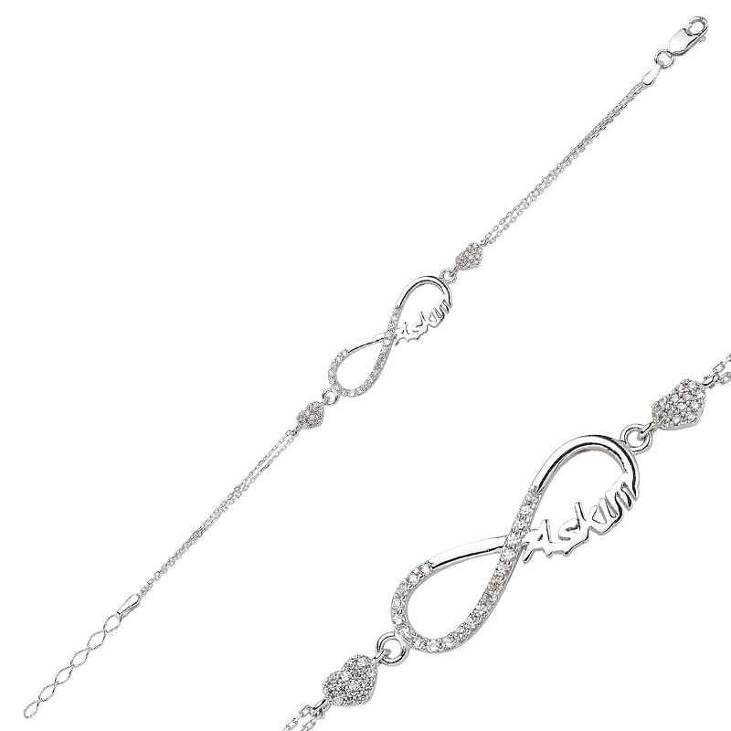 Pulsera de plata con infinito amor para mujer