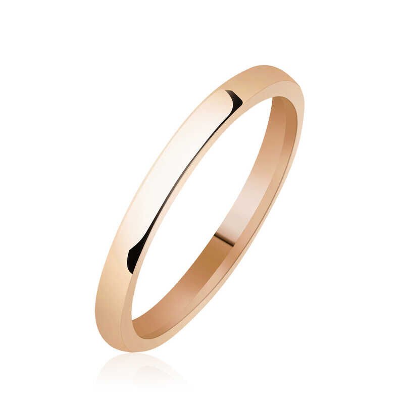 2 mm Flat Domed Rose Silver Wedding Ring