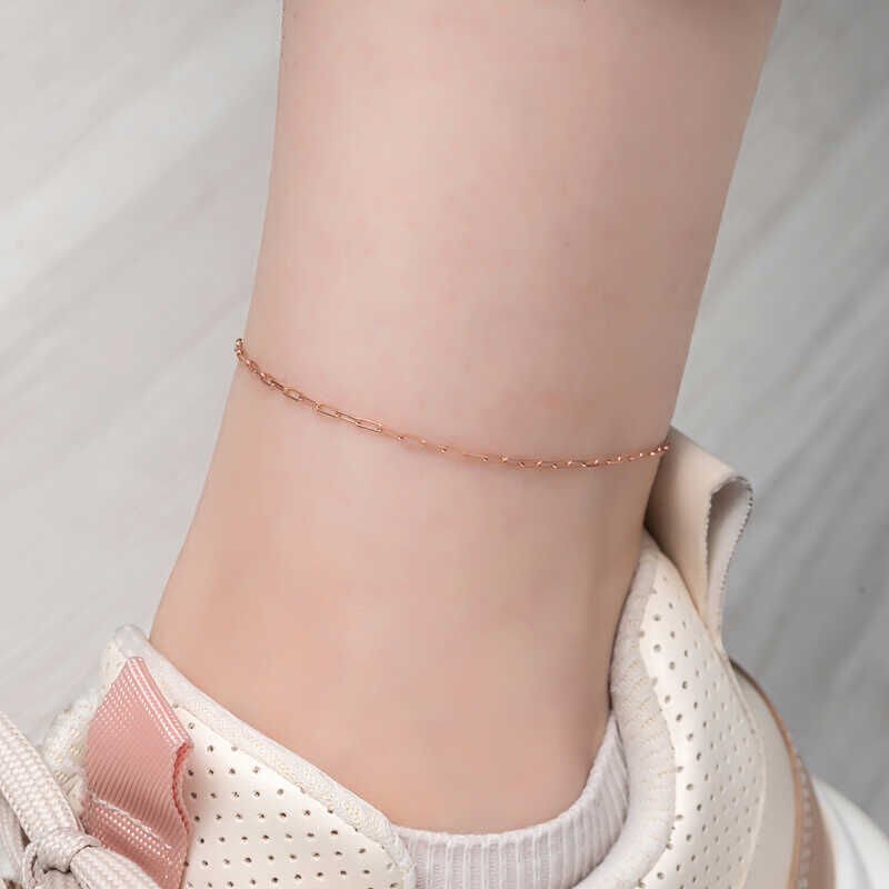 Silver Rose Chain Patterned Anklet