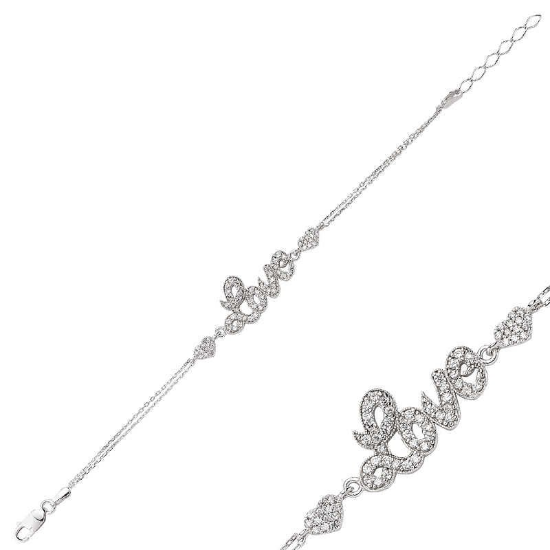 Silver Heart Love Written Women's Bracelet