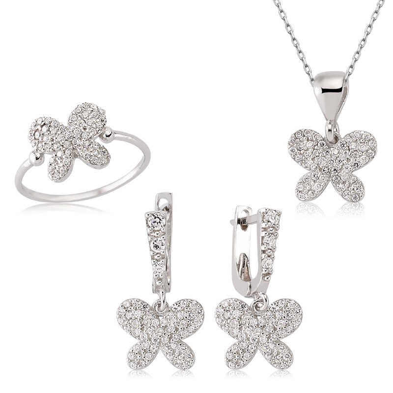 Conjunto de mariposa plateada para mujer