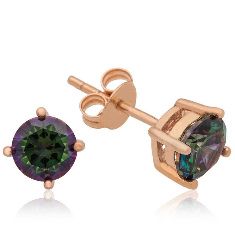 Silver Rose 6 mm Mystic Topaz Stud Earrings