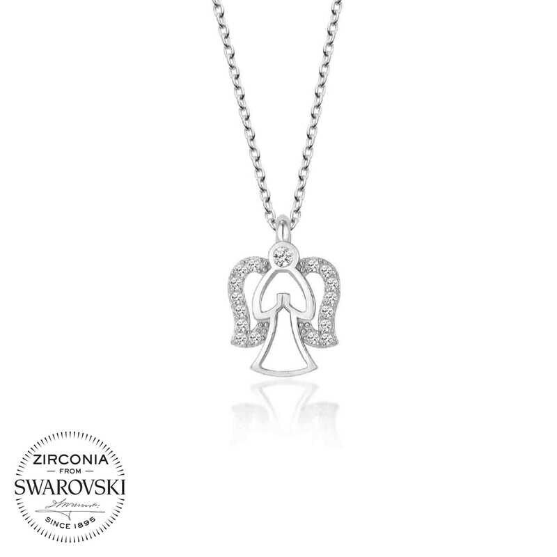 Swarovski Stone Silver Angel Women's Necklace