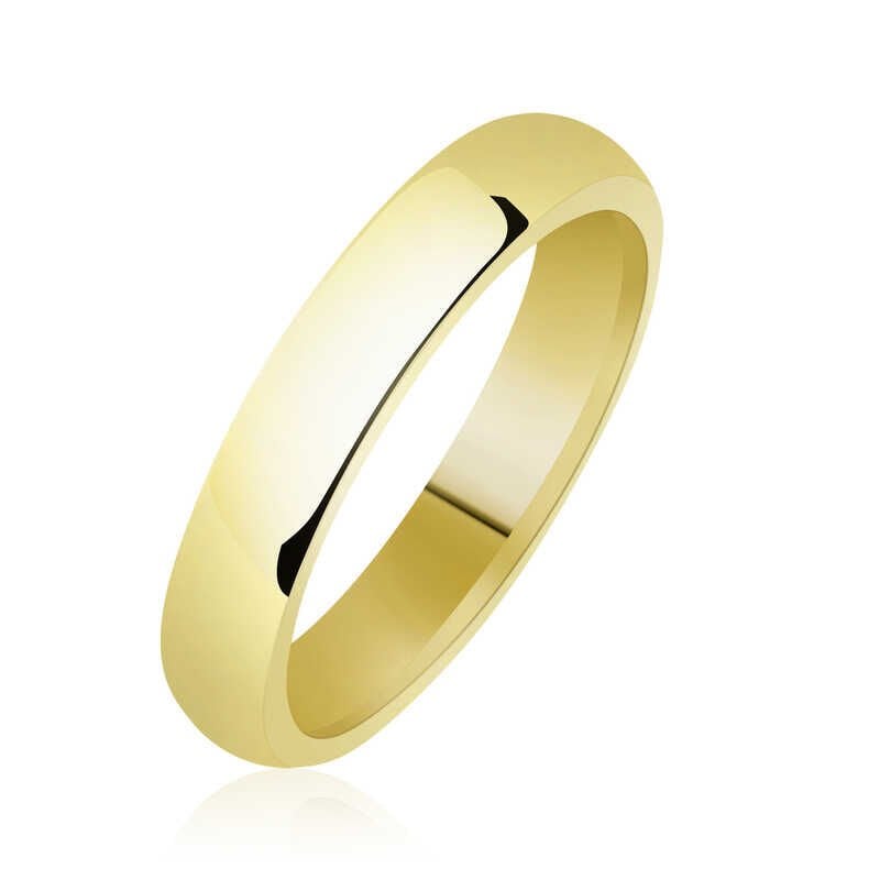 Anillo de bodas de plata y oro con cúpula plana de 4 mm