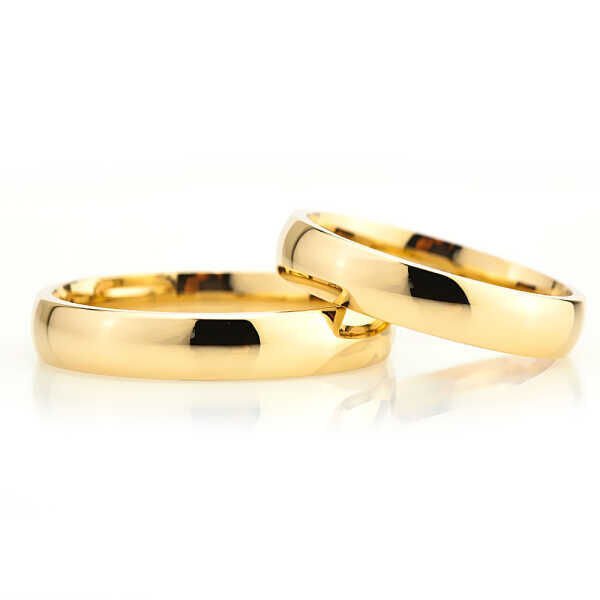 Anillo de bodas de plata y oro con cúpula plana de 4 mm
