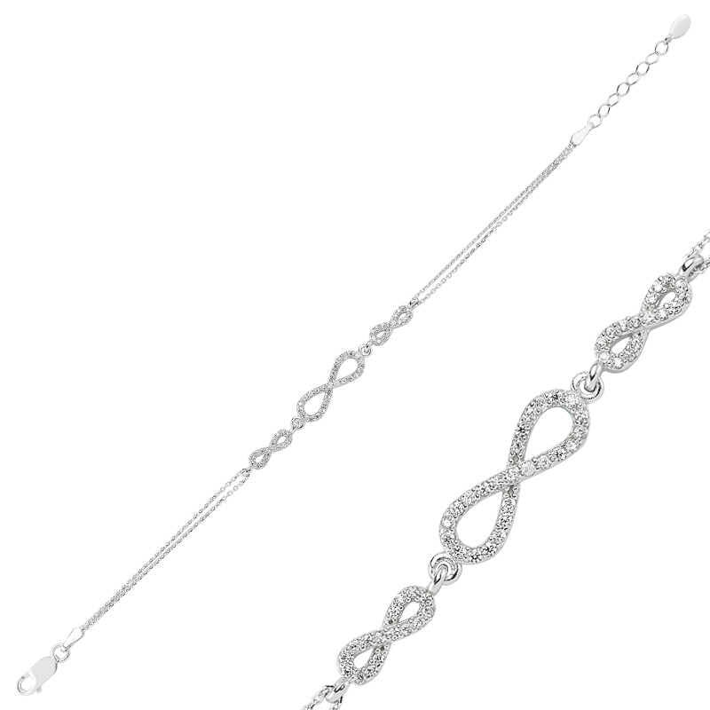 Silver Triple Infinity Women's Bracelet