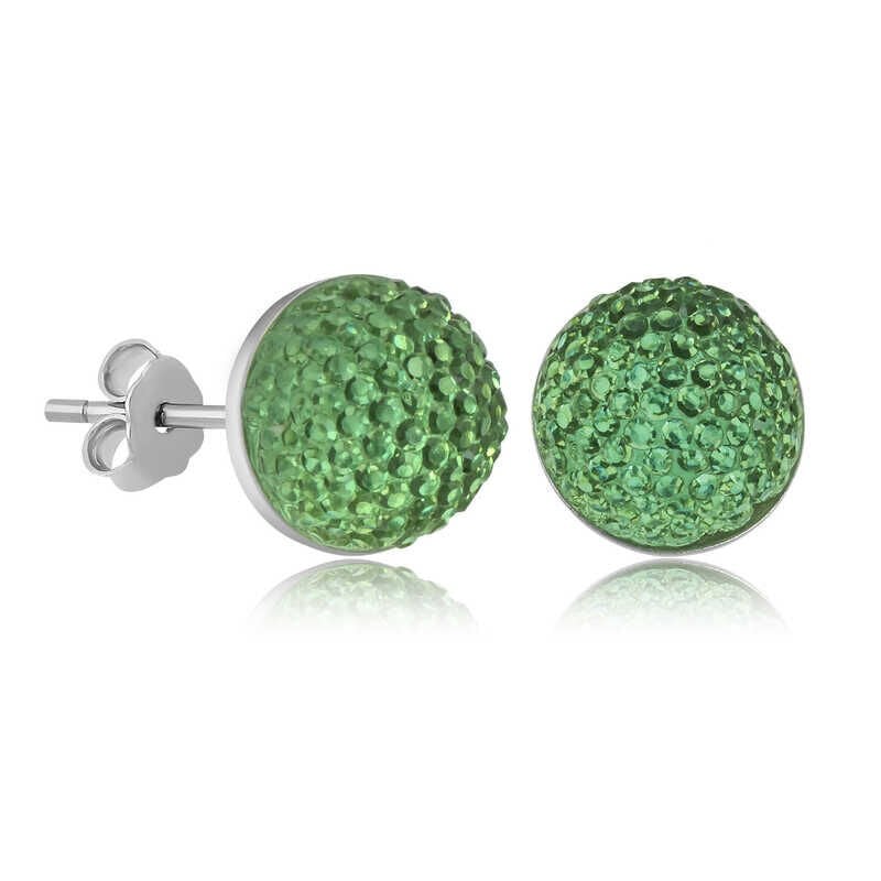 Silver Green Crystal Studded Women's Earrings