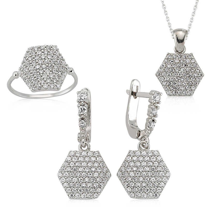 Silver Hexagon Women Set