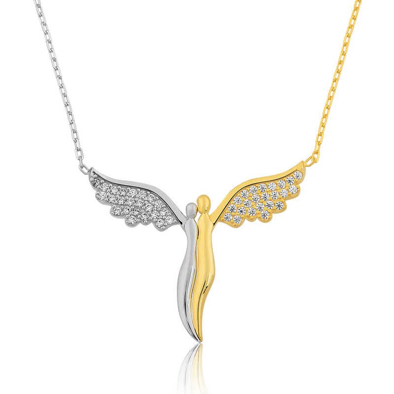 Silver Winged Angels Women's Necklace
