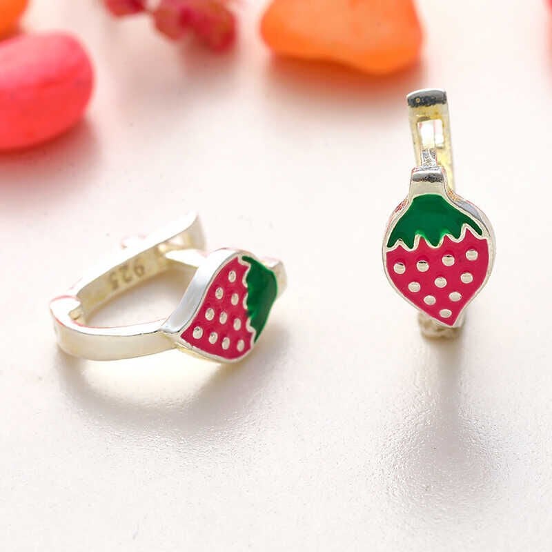 Silver Strawberry Children's Earrings